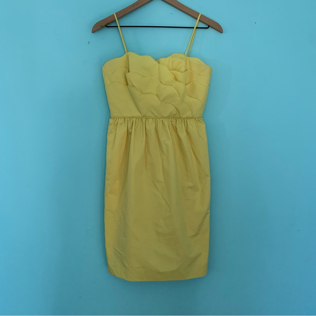 J. Crew Collection Samantha Vintage Scallop Bodice Yellow Taffeta Party Dress 2